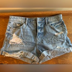 Hidden brand, large distressed jean shorts